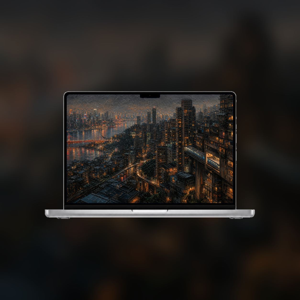China After Dark wallpaper displayed on a MacBook