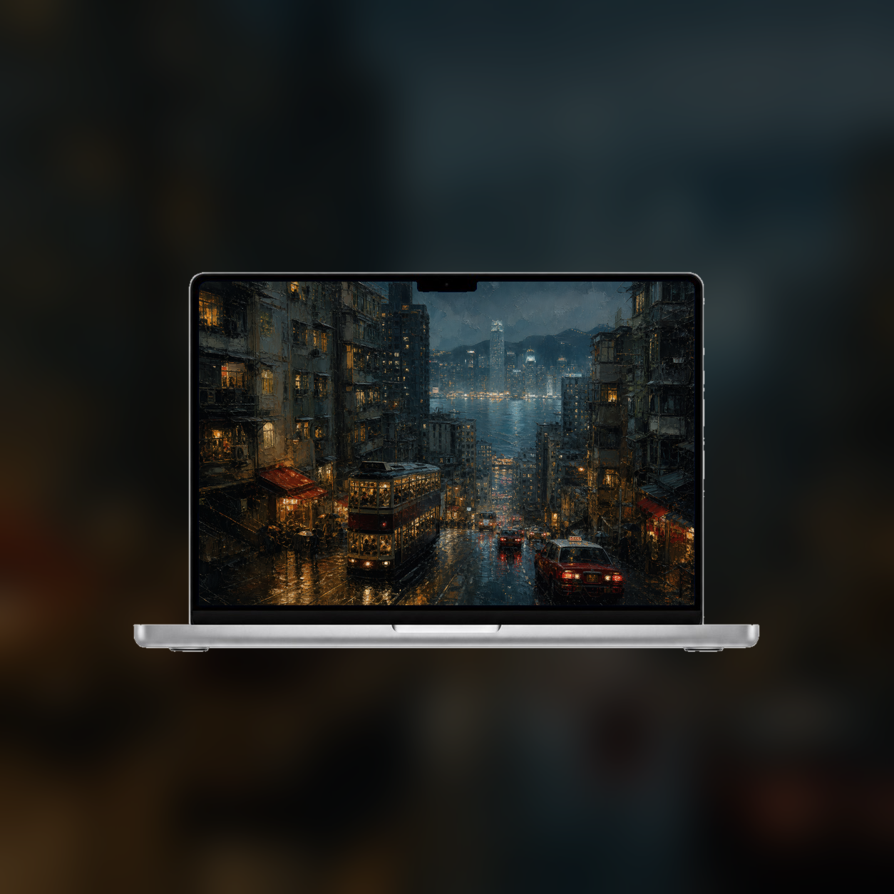 HONG KONG RAIN displayed on a MacBook