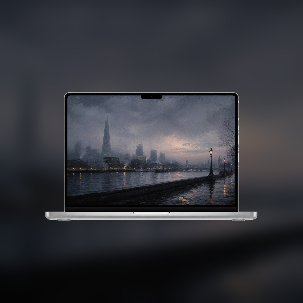 LONDON BEFORE DAWN displayed on a MacBook